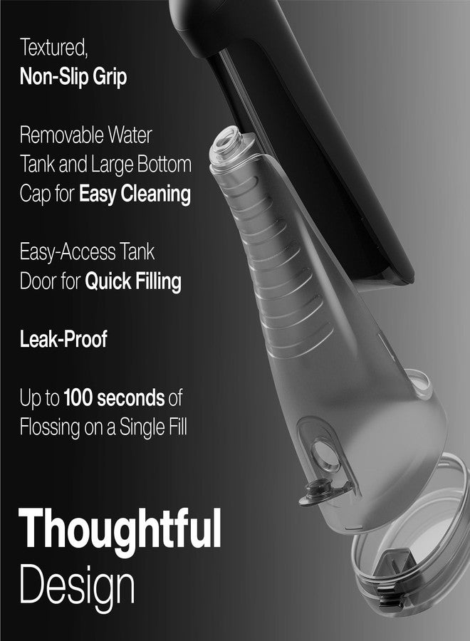 AquaSonic Aqua Flosser PRO - Rechargeable Cordless Water Flosser for Teeth, Gums & Tongue - Modern Design, 300ml Large Tank, 6 Jet Tips with Deluxe Tongue Nozzle, 3 Modes, Waterproof Black - Image 5